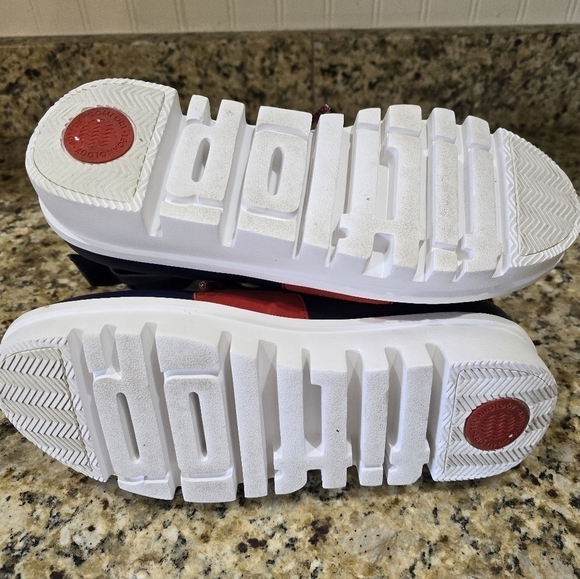 FITFLOP GLACE KNIT LEATHER MIDNIGHT NAVY RED LACE UP ANKLE BOOTS WOMEN'S 9 - Picture 6 of 8